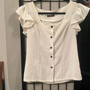 White Blouse Ruffle Sleeve Sz S